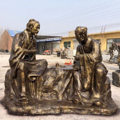 園林戶(hù)外玻璃鋼仿銅人物雕塑