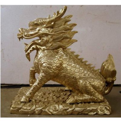 戶(hù)外景觀(guān)不銹鋼噴金烤漆麒麟雕塑
