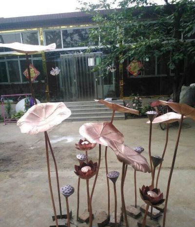 公園鍛造荷花荷葉景觀(guān)銅雕
