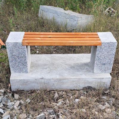 花崗巖+防腐木園林石雕長(cháng)凳
