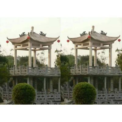晚霞紅石雕戶(hù)外園林景觀(guān)大型涼亭雕塑