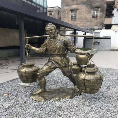 步行街商業(yè)街銅雕挑擔子的人物景觀(guān)