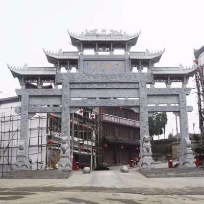 大理石石雕農村景點(diǎn)多門(mén)中式牌坊