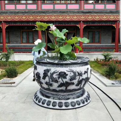 庭院寺廟青石石雕戶(hù)外大型魚(yú)缸擺件