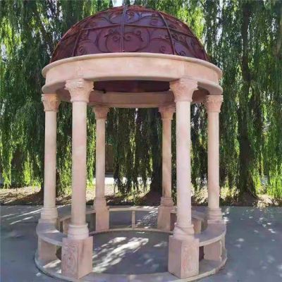 歐式石雕涼亭，鐵藝半球型圓頂亭子