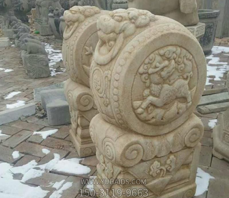 大理石抱鼓公園景觀(guān)門(mén)墩雕塑