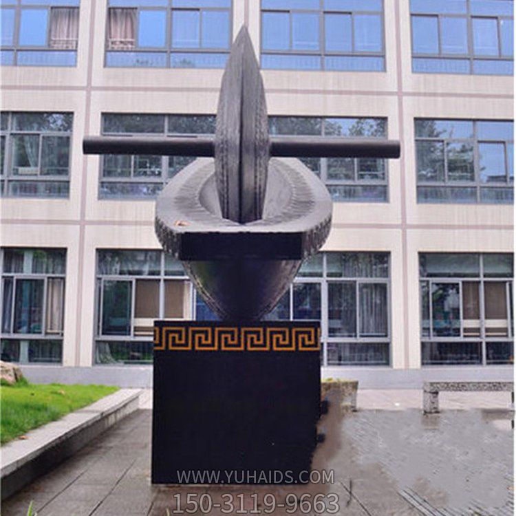 醫學(xué)院擺放不銹鋼大型古代中醫藥碾子景觀(guān)雕塑