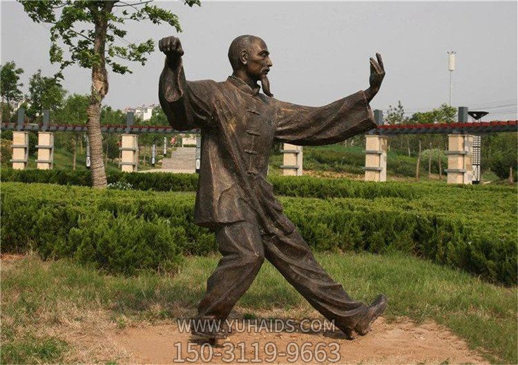 戶(hù)外園林景觀(guān)打太極的人物雕塑