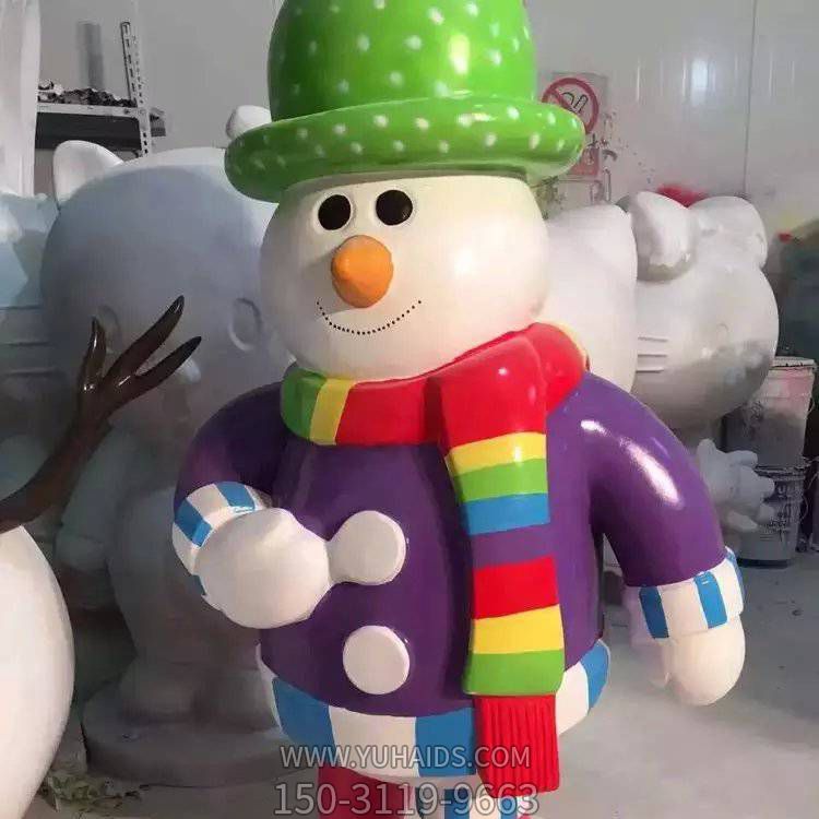 商場(chǎng)游樂(lè )場(chǎng)玻璃鋼卡通彩繪雪人雕塑