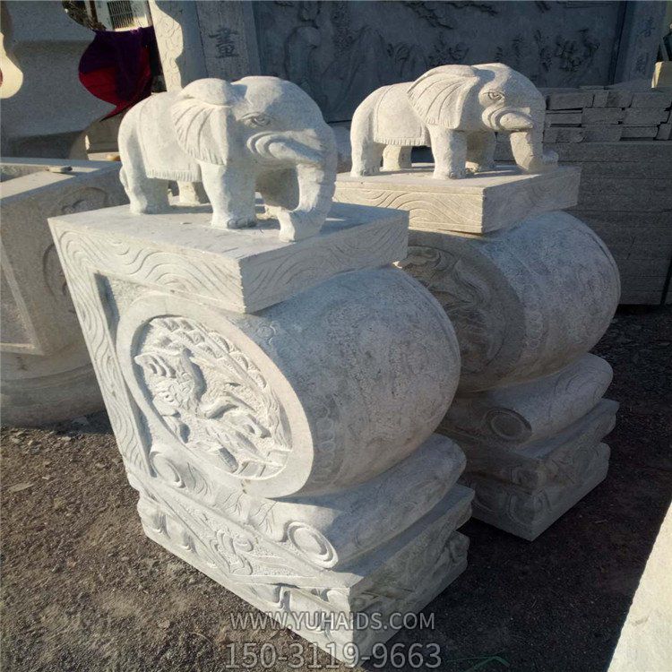大理石石雕戶(hù)外園林庭院門(mén)口一對抱鼓石雕塑