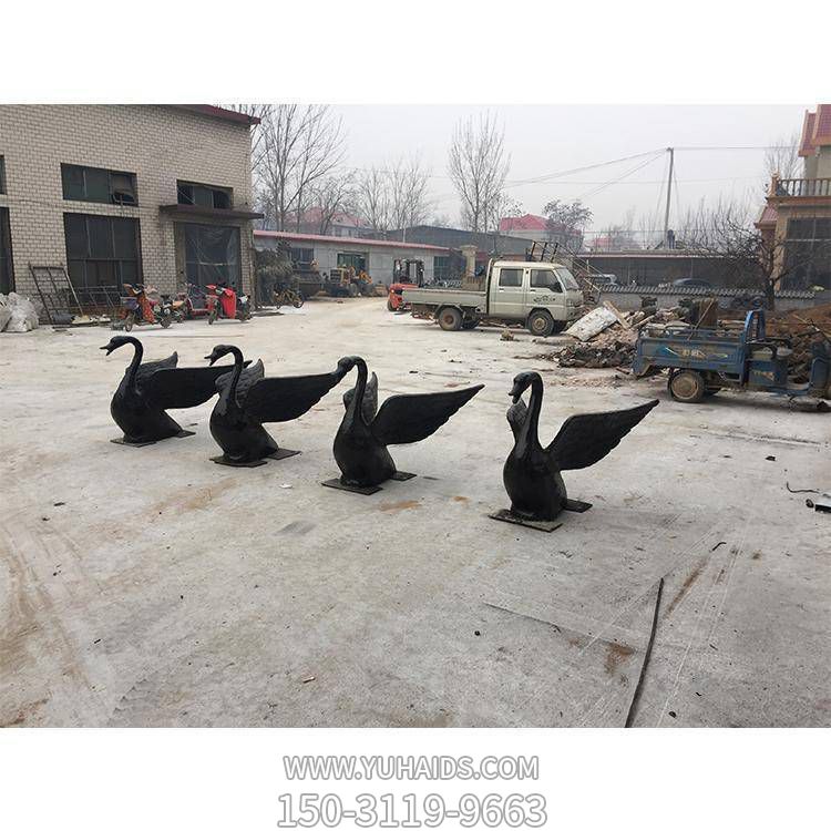 玻璃鋼仿銅噴水天鵝雕塑 小區別墅戶(hù)外噴泉擺件
