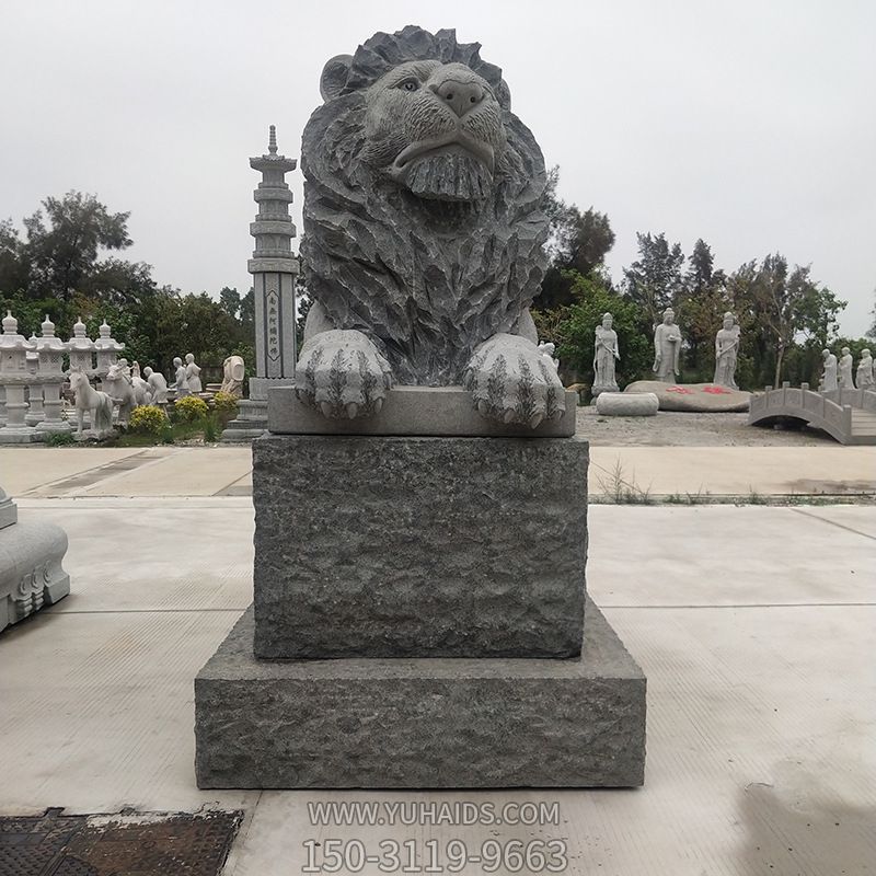 公園廣場(chǎng)大理石石雕大型仿真動(dòng)物臥著(zhù)的獅子雕塑