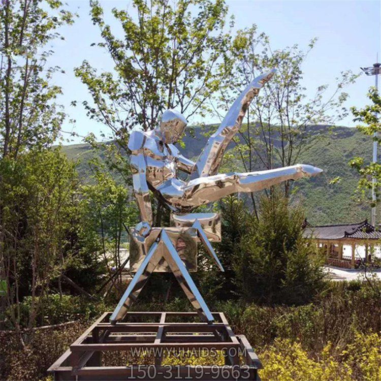 校園廣場(chǎng)戶(hù)外園林不銹鋼鏡面運動(dòng)人物景觀(guān)擺件雕塑
