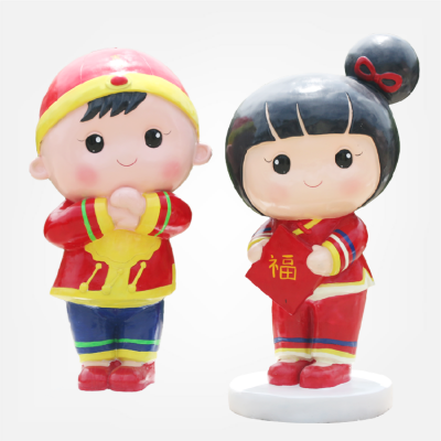 拜年小公仔，玻璃鋼商場(chǎng)春節美陳卡通人偶