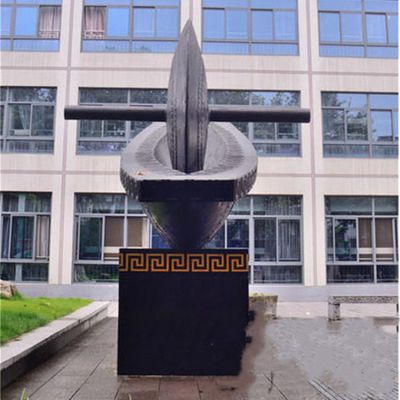 醫學(xué)院擺放不銹鋼大型古代中醫藥碾子景觀(guān)雕塑