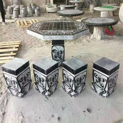 青石石桌凳，帶中國棋盤(pán)