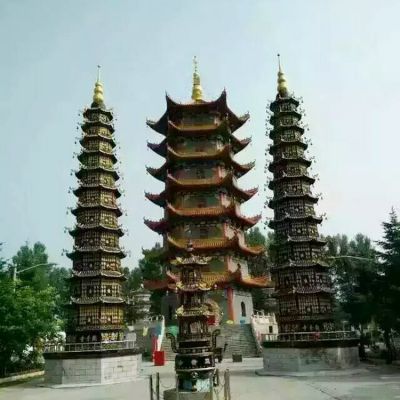 景區寺院戶(hù)外鑄銅漆金仿古多層寶塔