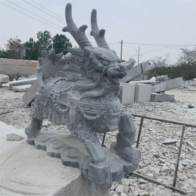 戶(hù)外大型大理石石雕園林戶(hù)外鎮宅招財麒麟雕塑