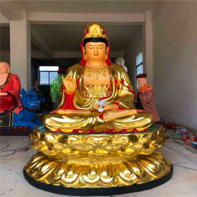 寺廟大型供奉佛像不銹鋼噴金烤漆觀(guān)音雕塑