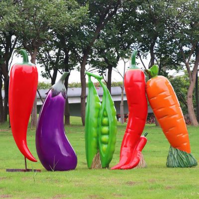 玻璃鋼仿真蔬菜，辣椒、茄子、豌豆和胡蘿卜