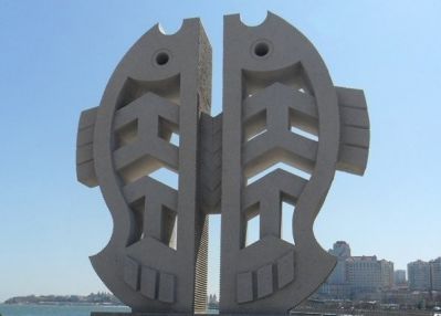 景區戶(hù)外一對簡(jiǎn)約石雕雙子魚(yú)雕塑