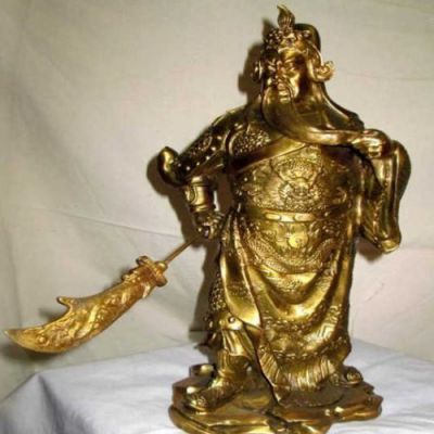 黃銅色關(guān)羽塑像，鑄銅歷史名人關(guān)于長(cháng)雕塑