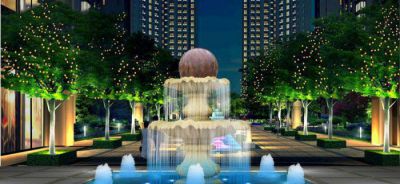 小區石來(lái)運轉風(fēng)水球石雕噴泉