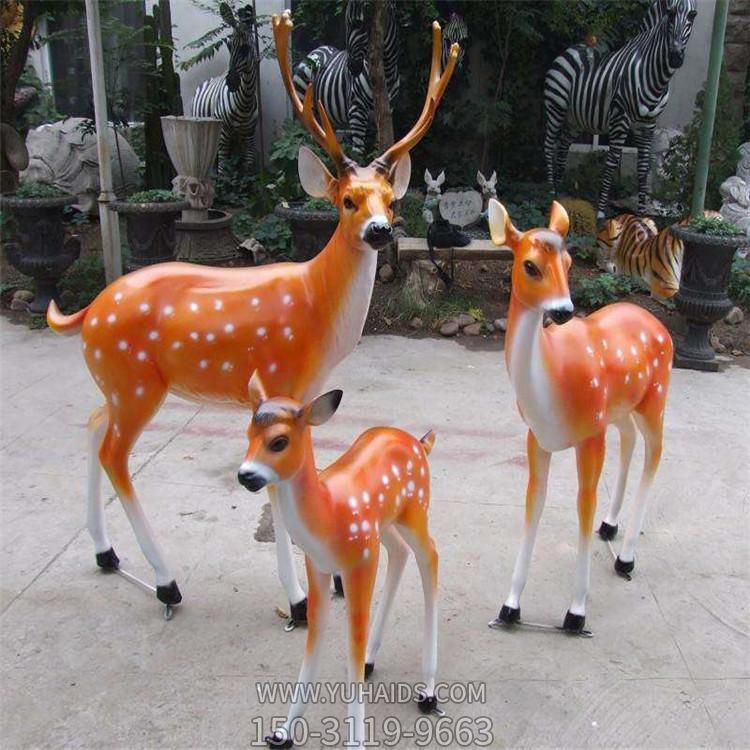 戶(hù)外園林玻璃鋼仿真動(dòng)物景觀(guān)梅花鹿雕塑