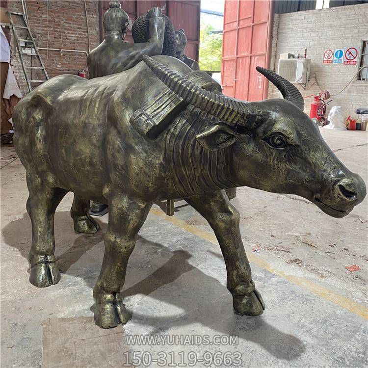 玻璃鋼仿銅園林景觀(guān)動(dòng)物牛雕塑