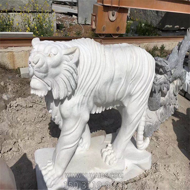 漢白玉石雕園林大型動(dòng)物景觀(guān)老虎雕塑