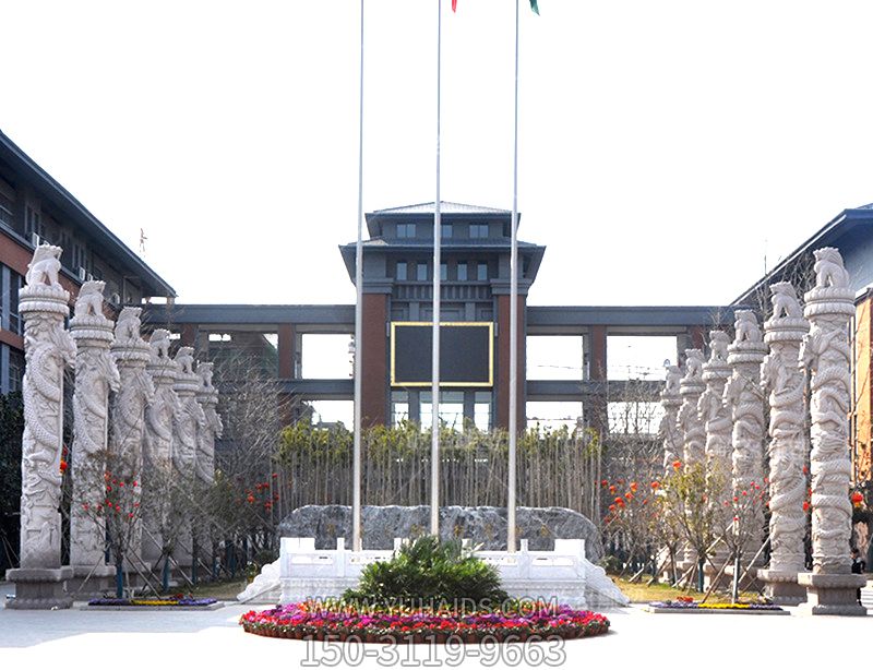 校園園林廣場(chǎng)景觀(guān)華表石柱裝飾雕塑