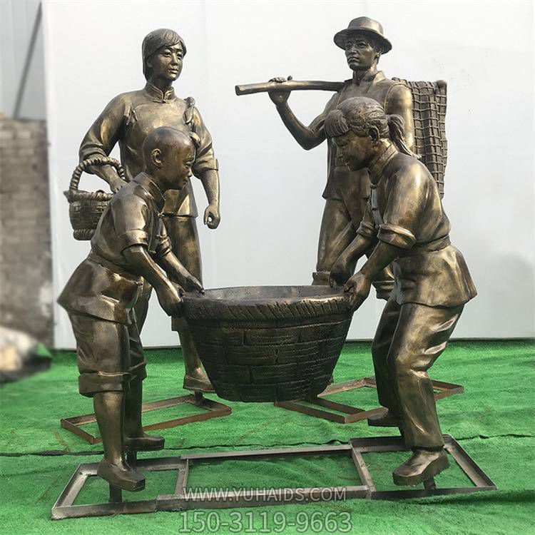 情景小品玻璃鋼仿銅人物景觀(guān)擺件雕塑