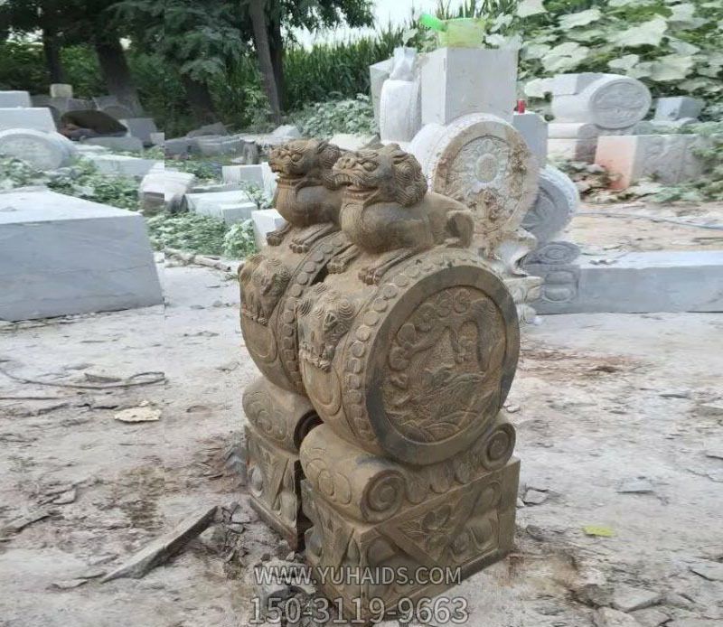 花崗巖創(chuàng )意石雕抱鼓石獅子雕塑