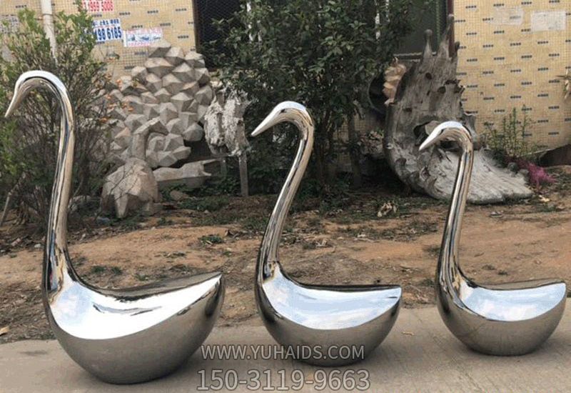 景區鏡面不銹鋼抽象創(chuàng )意天鵝雕塑