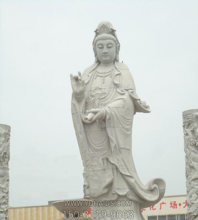 寺廟廣場(chǎng)擺放觀(guān)音菩薩大理石佛像雕塑