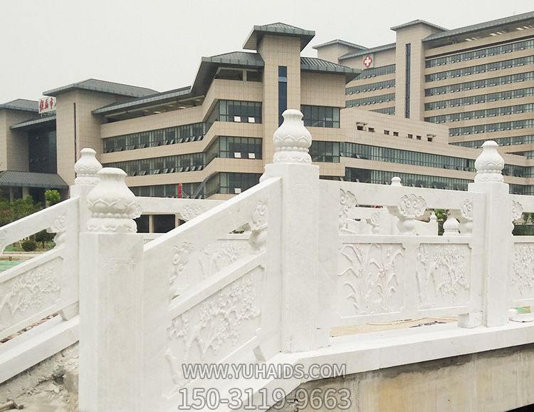 醫院景觀(guān)漢白玉石拱橋浮雕鏤空雕塑