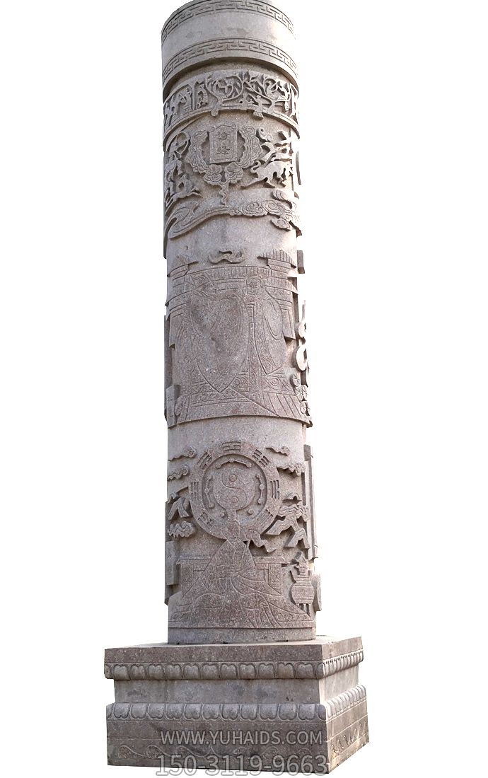 廣場(chǎng)擺放中國歷史文化景觀(guān)石柱雕塑