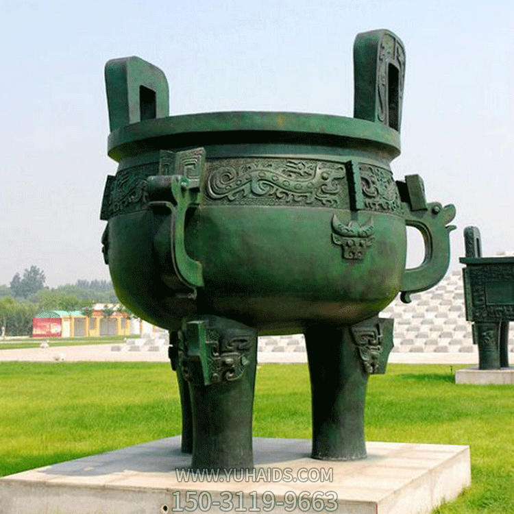 青銅鼎，兩耳三足圓鼎景觀(guān)雕塑
