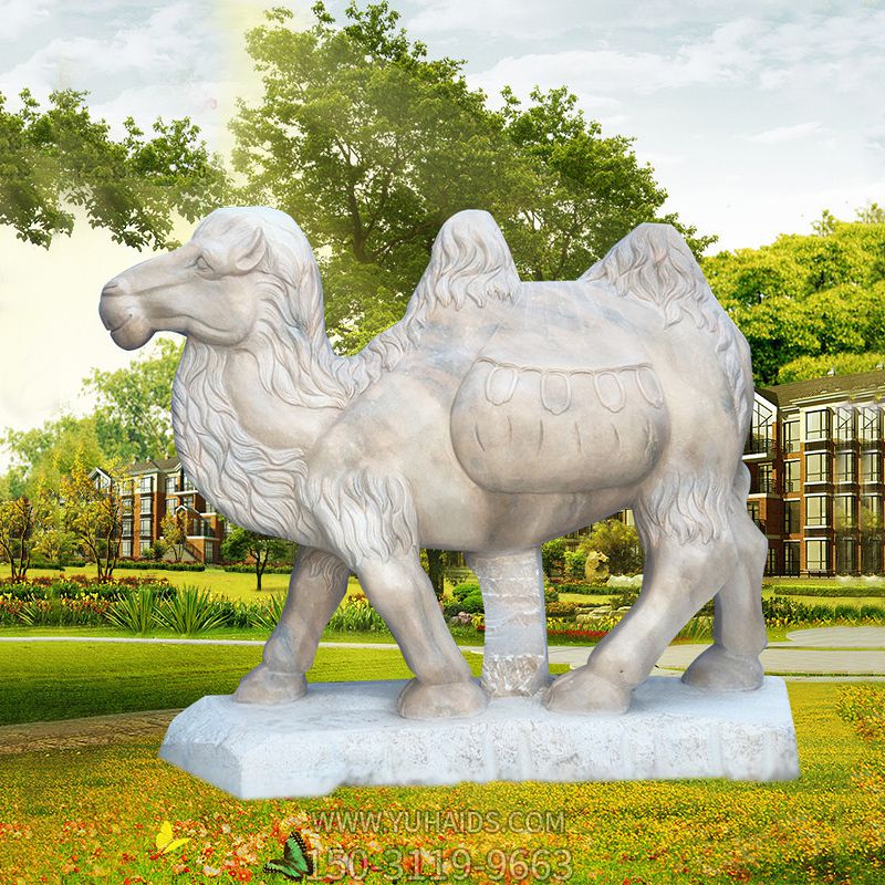 公園擺放的行走的花崗巖石雕創(chuàng )意駱駝雕塑
