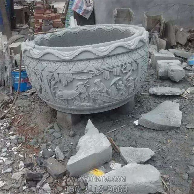 大理石石雕戶(hù)外浮雕庭院養魚(yú)種花花盆雕塑