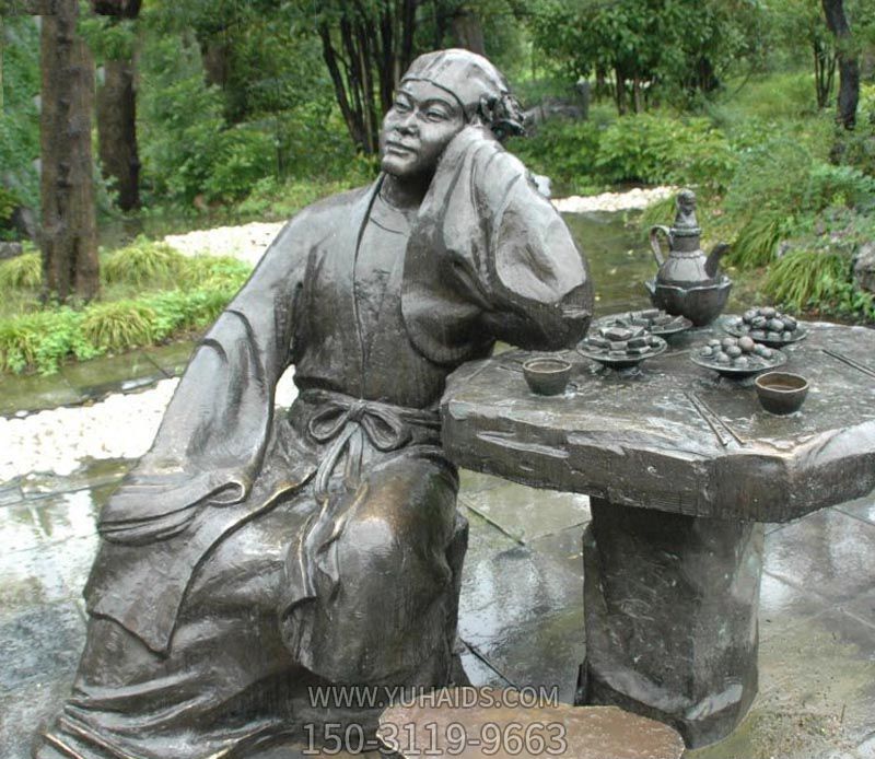 湖邊小溪創(chuàng )意不銹鋼銅雕吃酒景觀(guān)酒文化雕塑