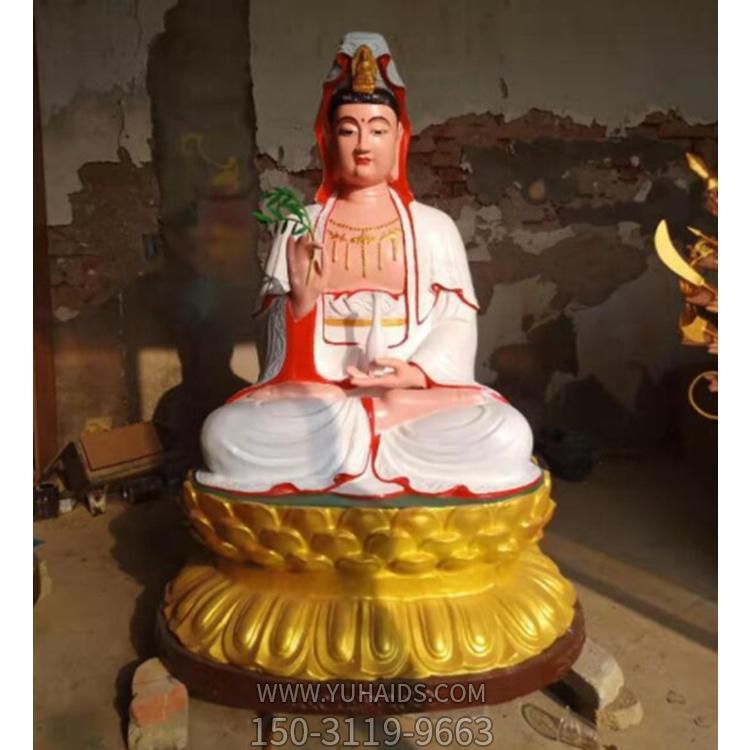 景區寺廟大型玻璃鋼彩繪滴水觀(guān)音雕塑