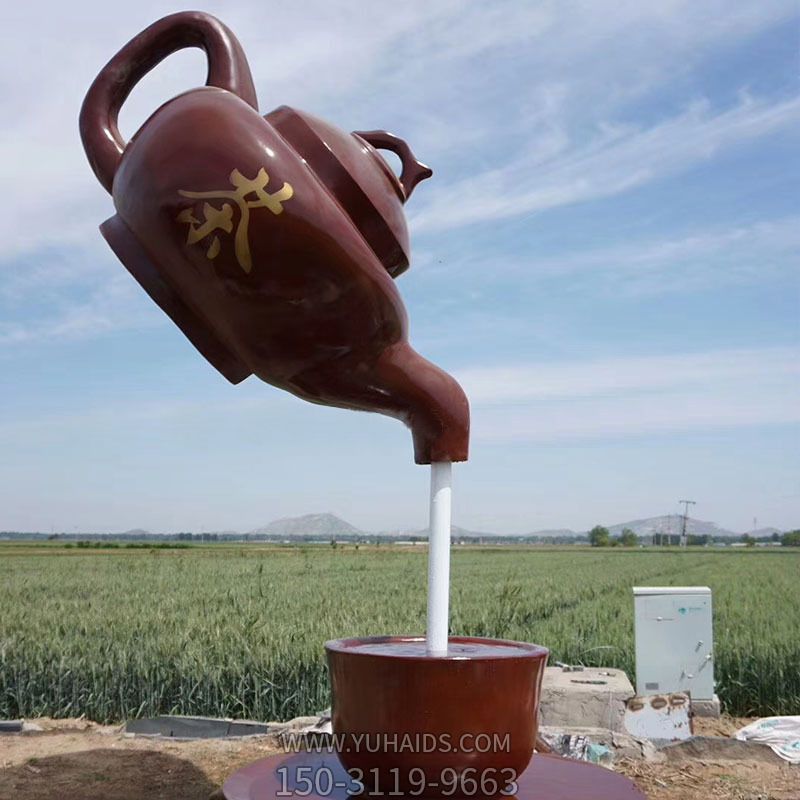 田園創(chuàng )意玻璃鋼懸浮流水噴泉天壺雕塑