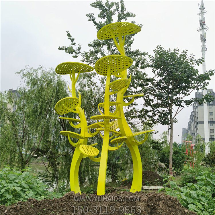 不銹鋼抽象樹(shù)，網(wǎng)狀樹(shù)葉樹(shù)冠雕塑