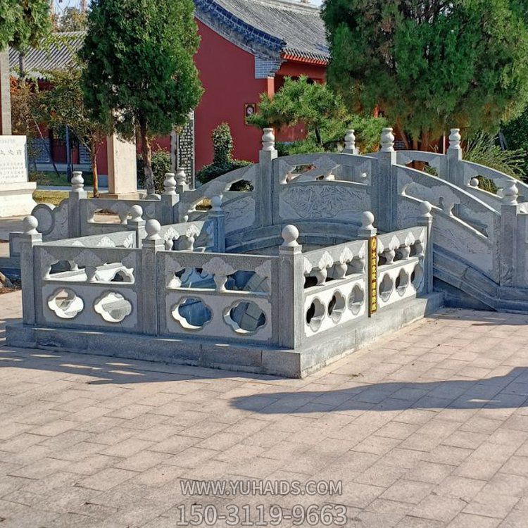 花崗巖石雕小橋，橋欄桿護欄雕塑