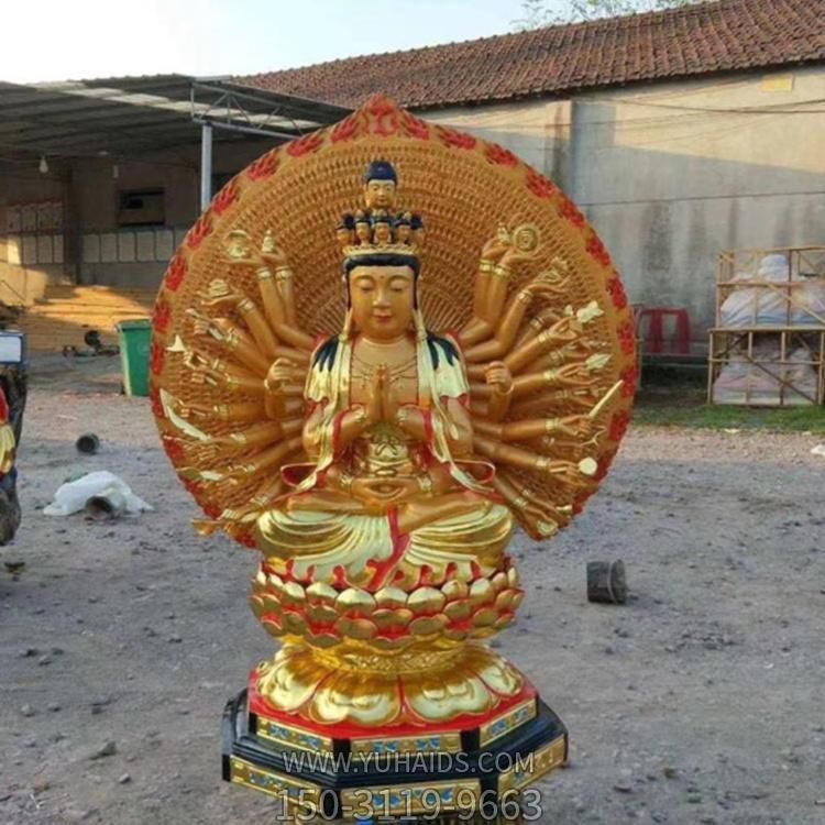純銅打造寺廟景區千手觀(guān)音雕塑