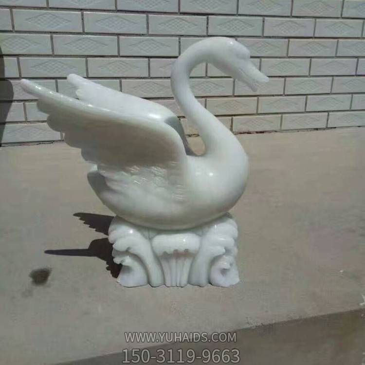 庭院漢白玉天鵝流水噴泉景觀(guān)裝飾雕塑