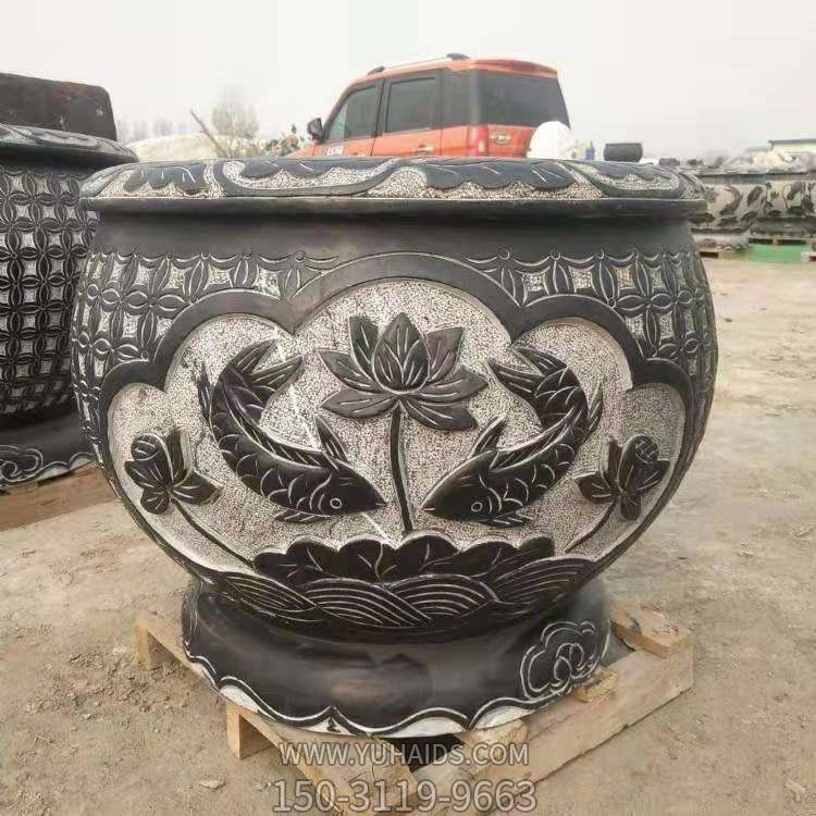 青石石雕戶(hù)外園林青石石雕魚(yú)缸擺件雕塑