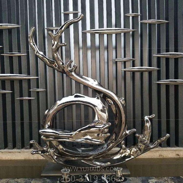 戶(hù)外不銹鋼鏡面創(chuàng  )意海浪浪花雕塑