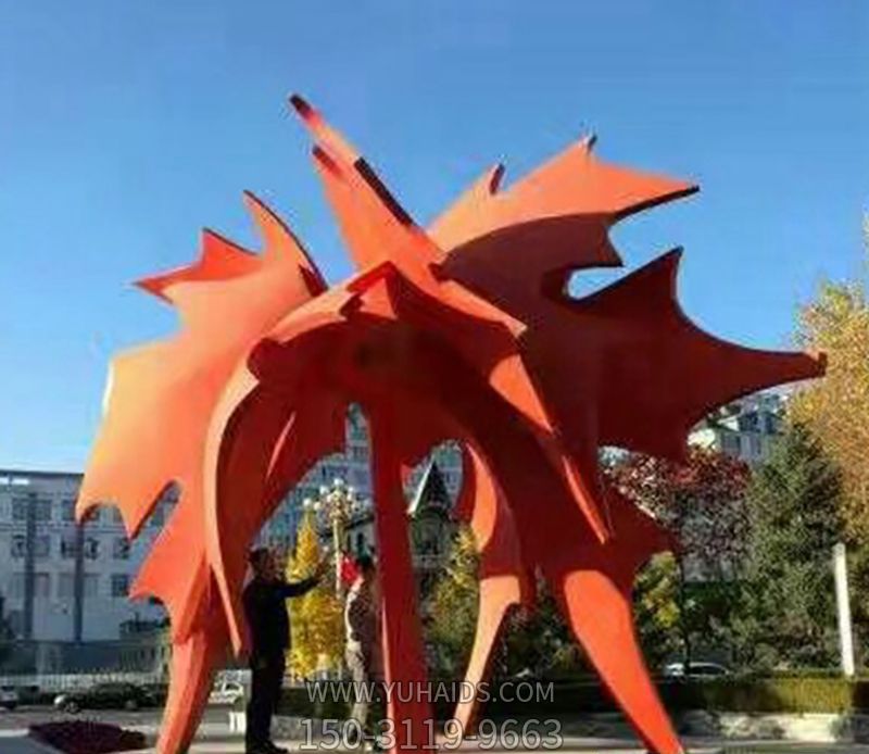 戶(hù)外景區不銹鋼創(chuàng )意抽象公園景觀(guān)楓葉雕塑